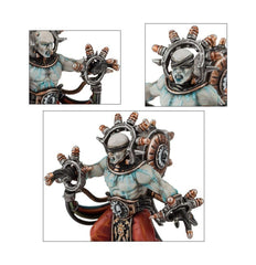 Games Workshop Adeptus Mechanicus Electro-Priests side profile shows tech motifs