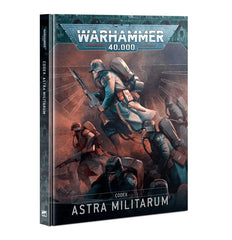 Games Workshop Warhammer 40k Codex Astra Militarum interior pages illustrate lore and battle-ready data.