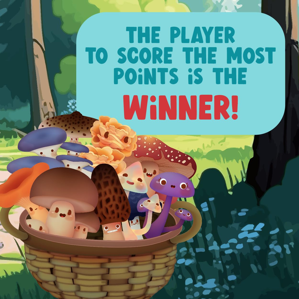 Gamewright A Bunch of Fun Guys game box showcases forest-themed components