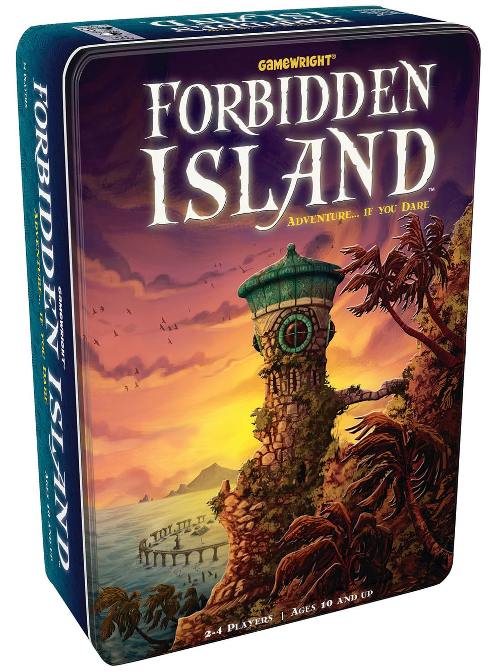 Gamewright Forbidden Island island tiles sinking create tense cooperative moments.