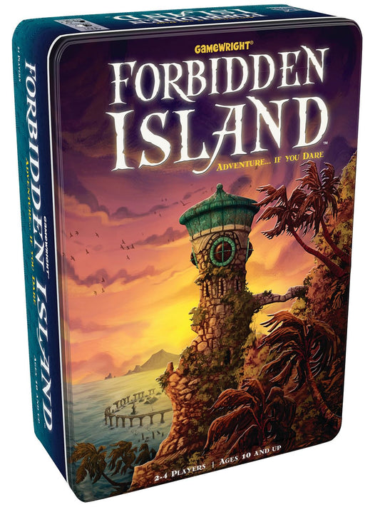 Gamewright Forbidden Island island tiles sinking create tense cooperative moments.