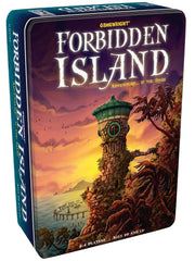 Gamewright Forbidden Island island tiles sinking create tense cooperative moments.