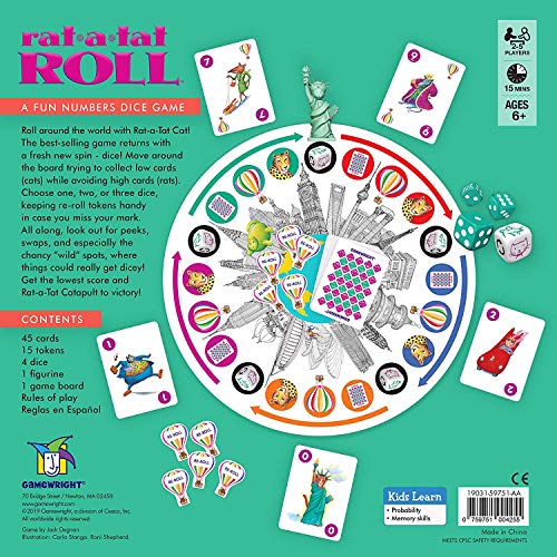 Gamewright Rat-A-Tat Roll board layout with bright tracks and characters