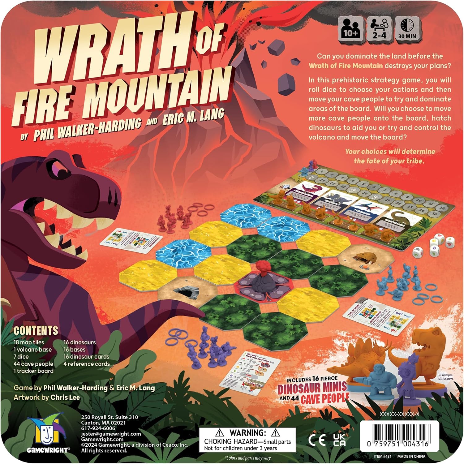 Gamewright Wrath of Fire Mountain dice guide actions, adding randomness balanced by tactical tile placement.
