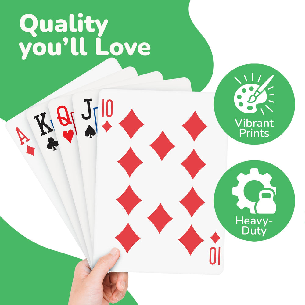 Gamie casino-theme party oversize cards set dramatic decor and props.