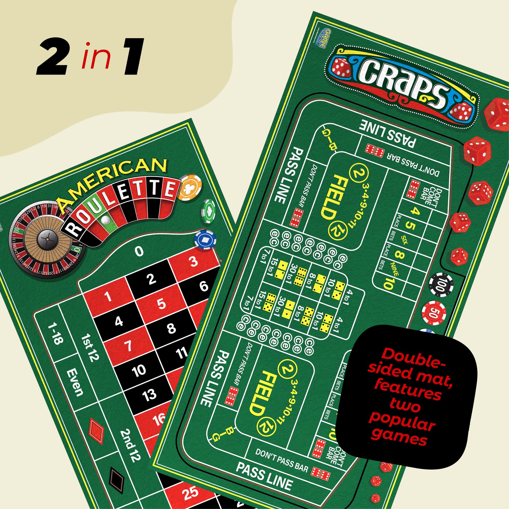 Gamie craps layout demonstrates spacious betting areas for authentic feel