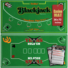 Gamie double-sided casino mat shows Texas Hold’em layout for home games
