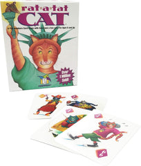 Gamewright Rat-A-Tat Cat card deck ready for family game night, quick rounds.