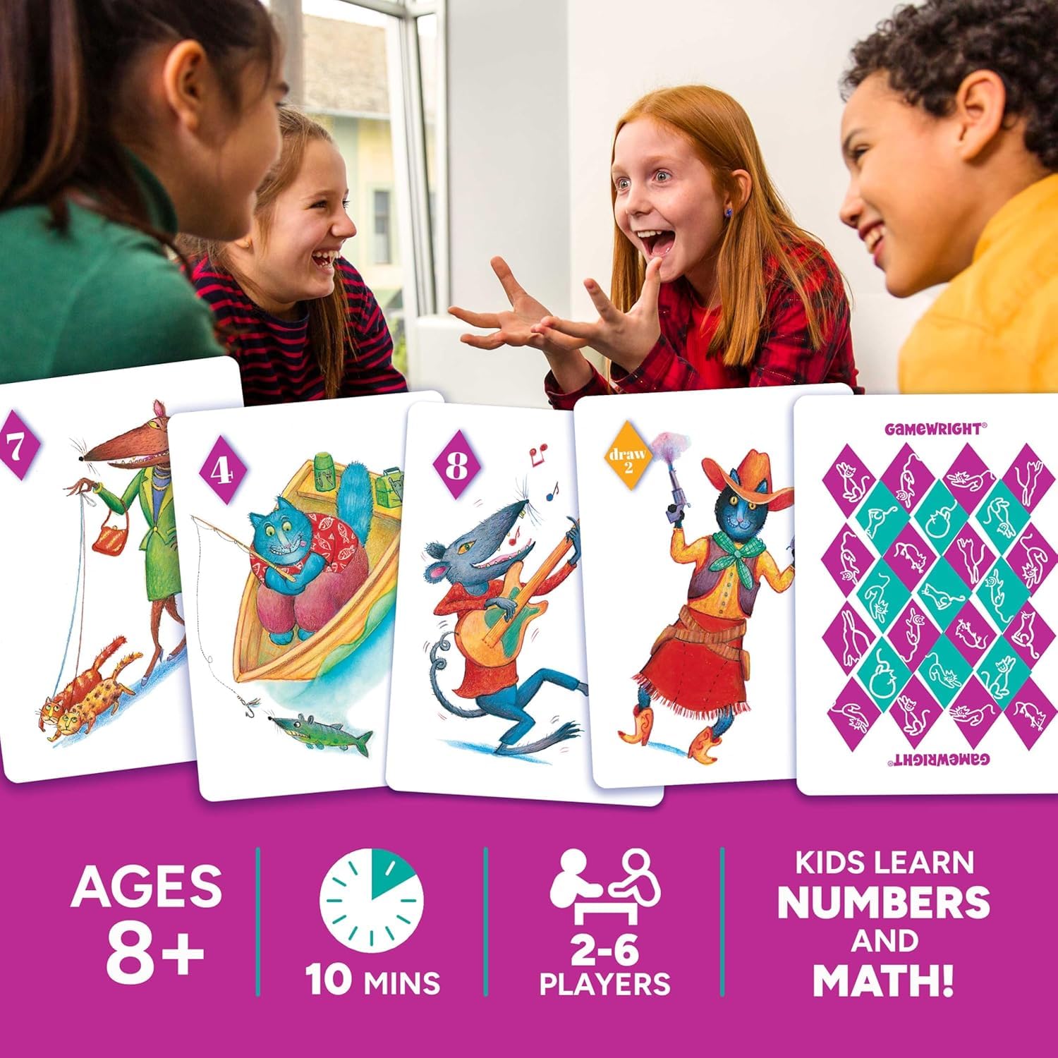 Gamewright Rat-A-Tat Cat cards face-down, inviting memory challenge.
