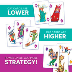Gamewright Rat-A-Tat Cat draw-two power card in action adds twists.
