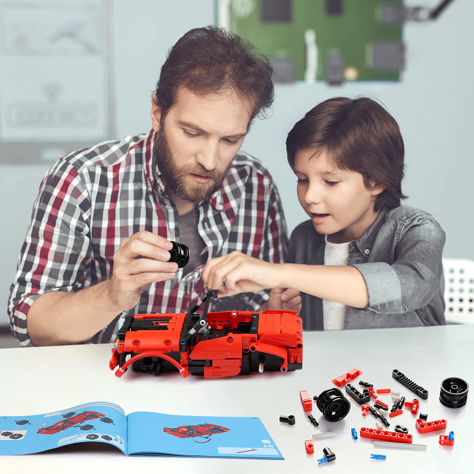 GAMZOO RC building blocks image emphasizes 351 pieces for expansive DIY engineering fun.