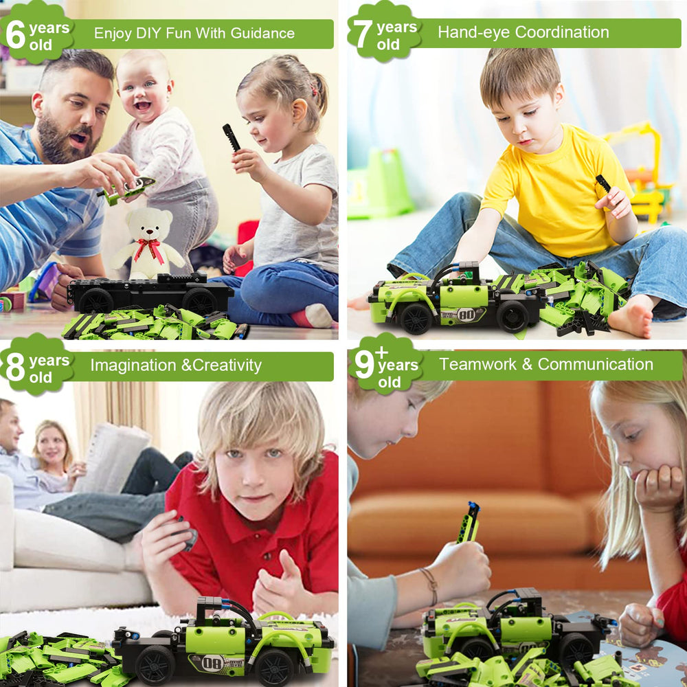 GAMZOO STEM racecar: quick build encourages creative thinking during play.