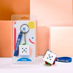 GAN 330 keychain cube on bag illustrating trendy accessory with practical entertainment.