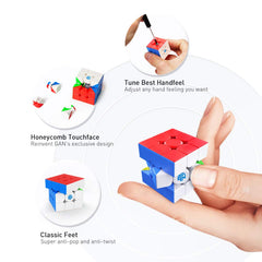 GAN 330 keychain cube side view highlighting smooth turning for quick solves.