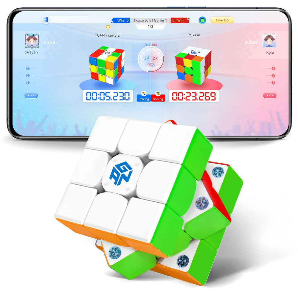 GAN 356 i Carry E front view shows compact magnetic cube for smooth solves