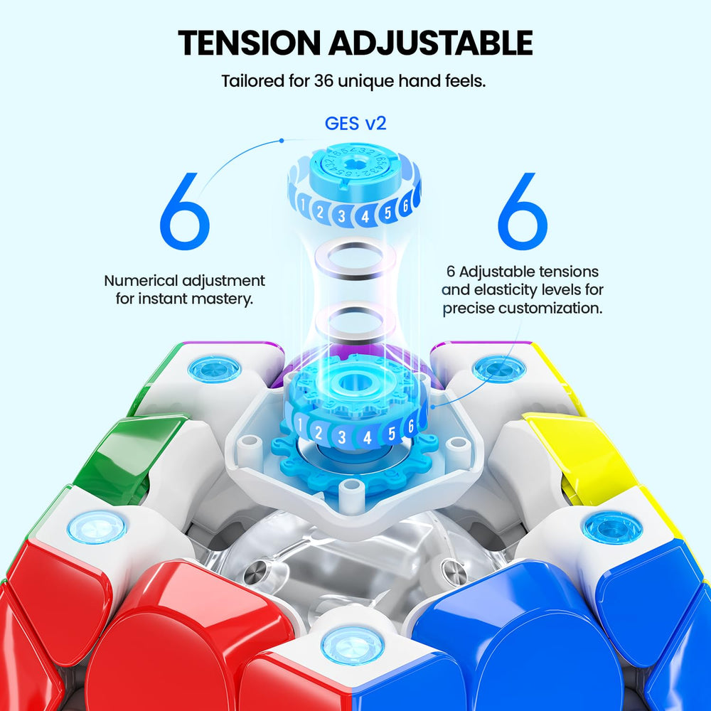 GAN Megaminx Maglev tension adjustment dial demonstrates 36 hand-feel customization options