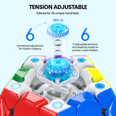 GAN Megaminx Maglev tension adjustment dial demonstrates 36 hand-feel customization options