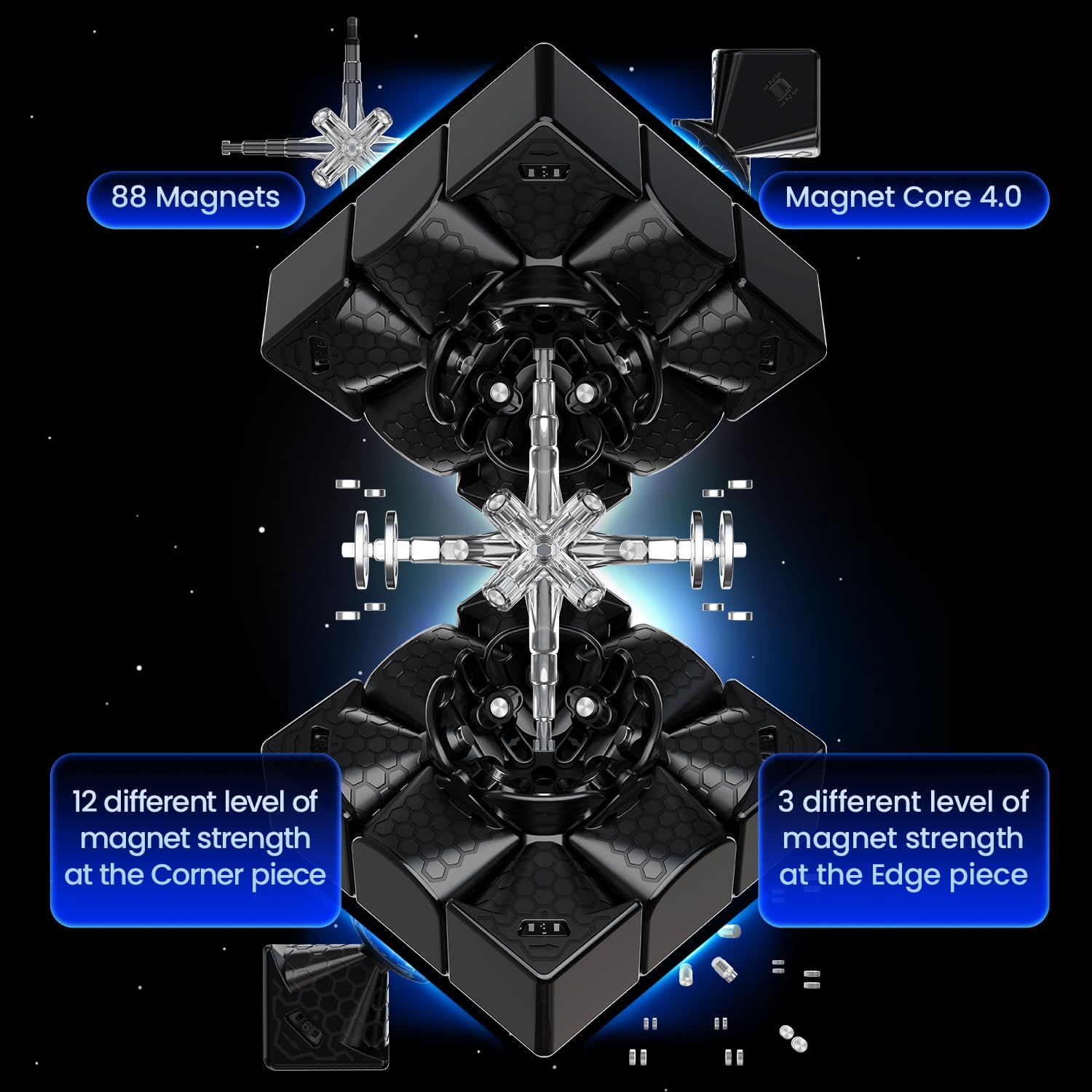 Stickerless design of GAN 14 Maglev Pro keeps colors vibrant during play.