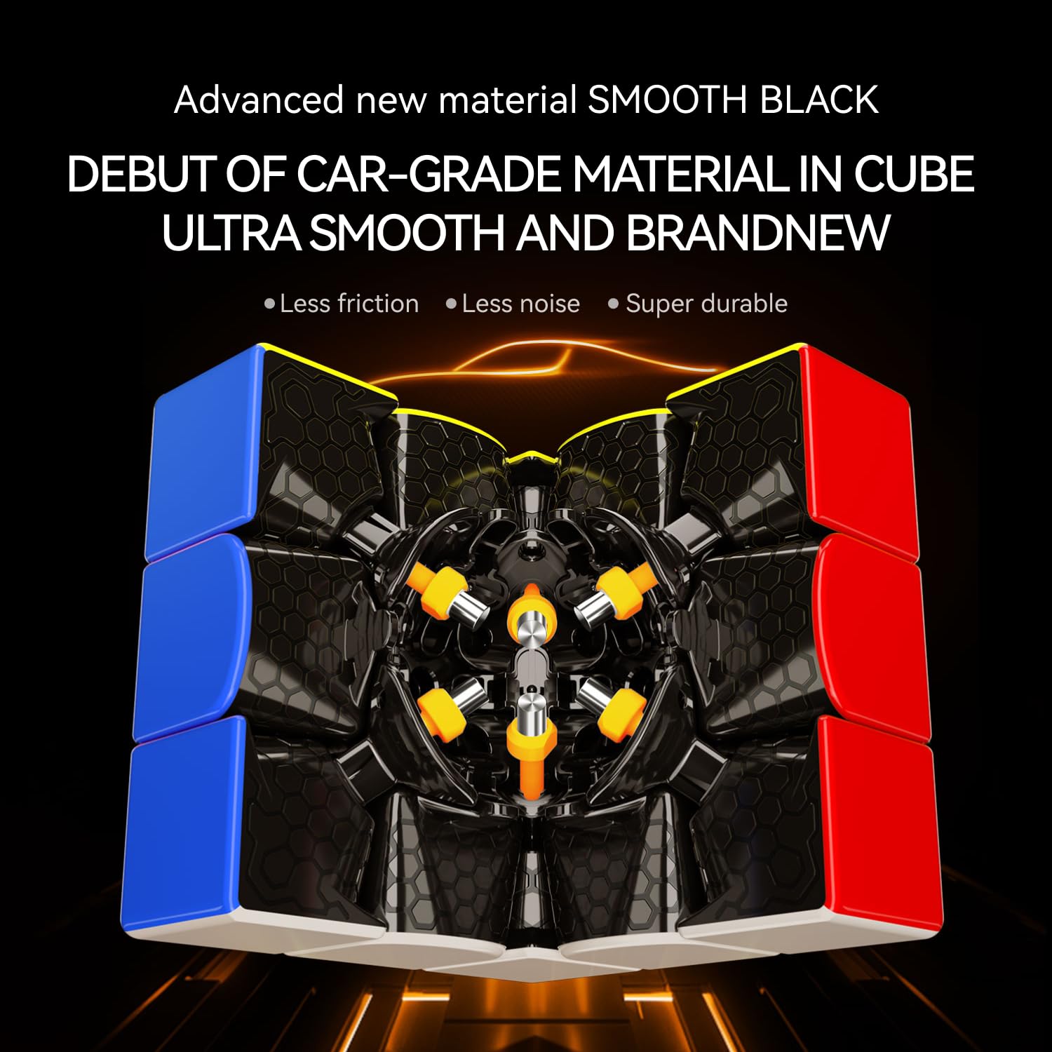 GAN15 New Black UV-Coated 3x3 cube in hand demonstrates ergonomic grip for comfort.