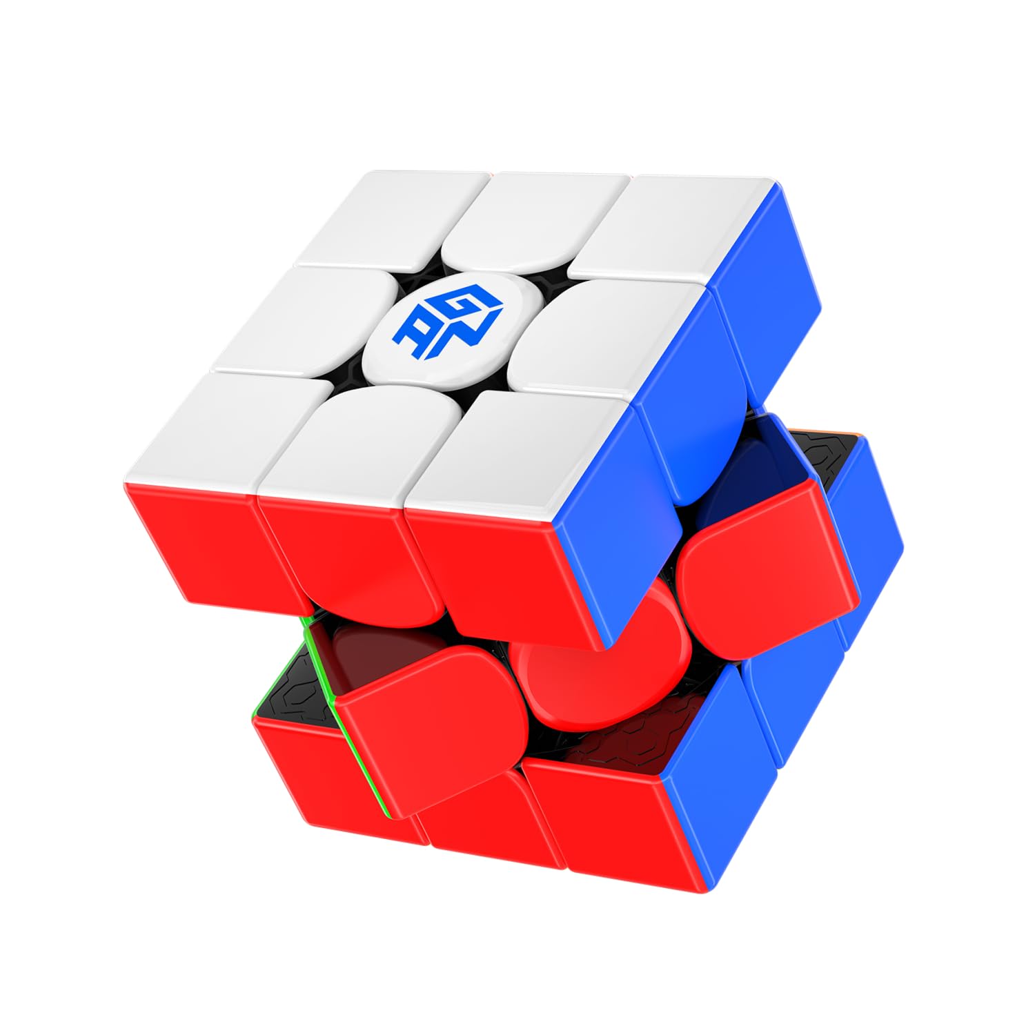 GAN15 New Black UV-Coated 3x3 cube top view highlights ultra-light control for speed solving.
