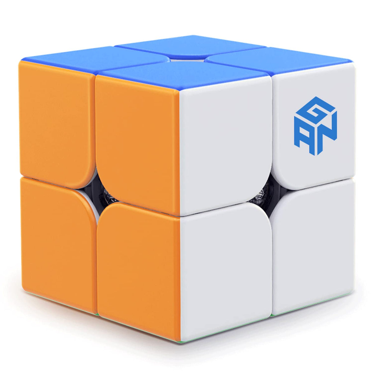 GAN 251 V2 front angle showing compact, travel-friendly 2x2 cube for easy solves.