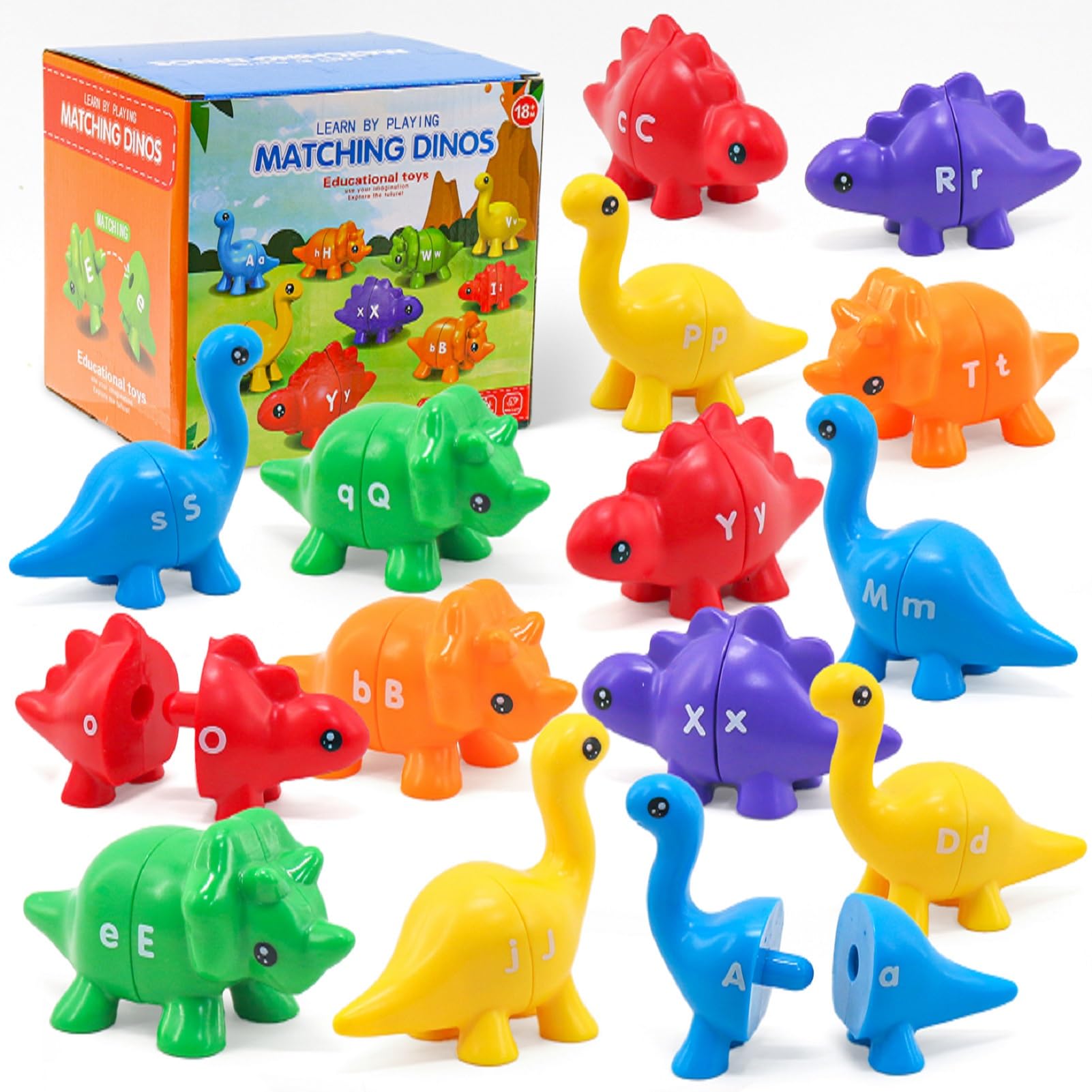 Ganaj 26-piece dinosaur letter matching set supports early fine motor skills.