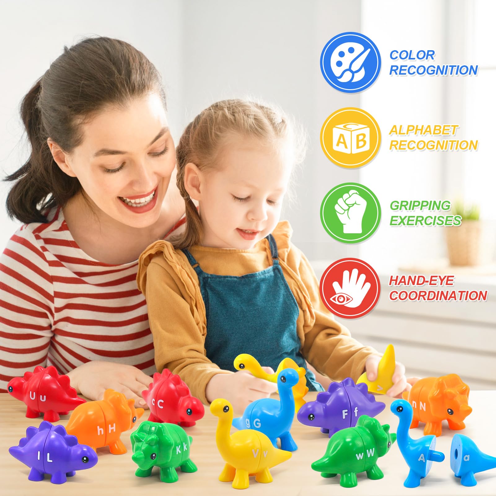 Ganaj double-sided design enables quick letter-number pairing and hands-on learning.