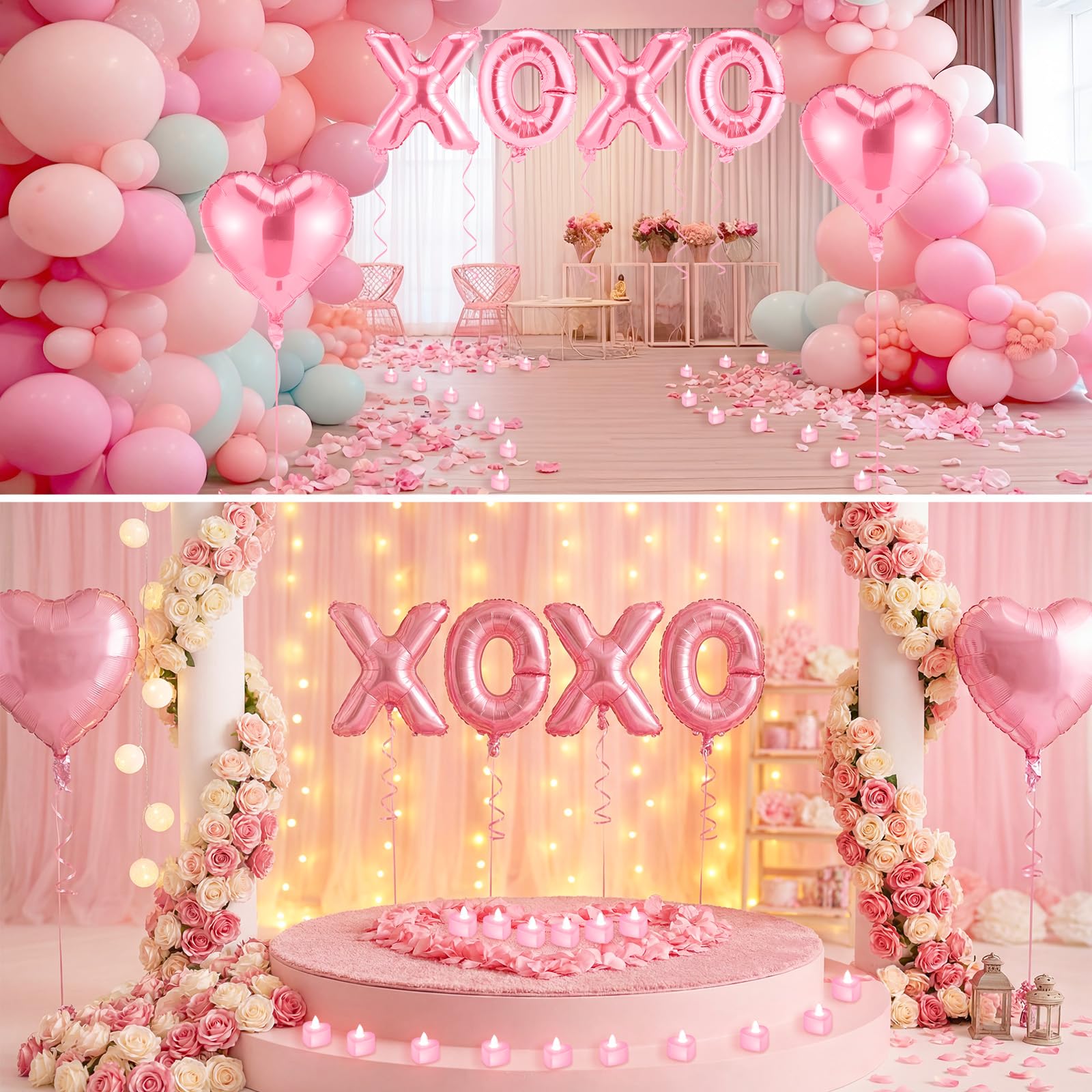 Ganeen pink Valentine setup arch enhances photo-worthy romance.