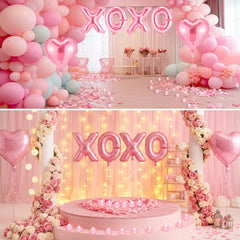 Ganeen pink Valentine setup arch enhances photo-worthy romance.