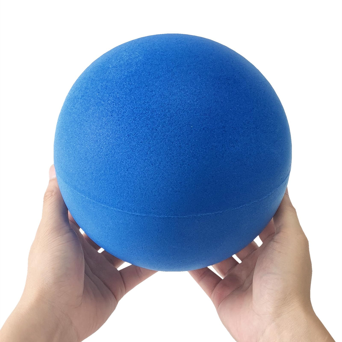 Ganjiang 7-inch blue foam ball, front view, ideal for quiet indoor play.