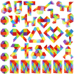 Ganowo 30-pack medium snake cube puzzles in bright colors for fidget play.