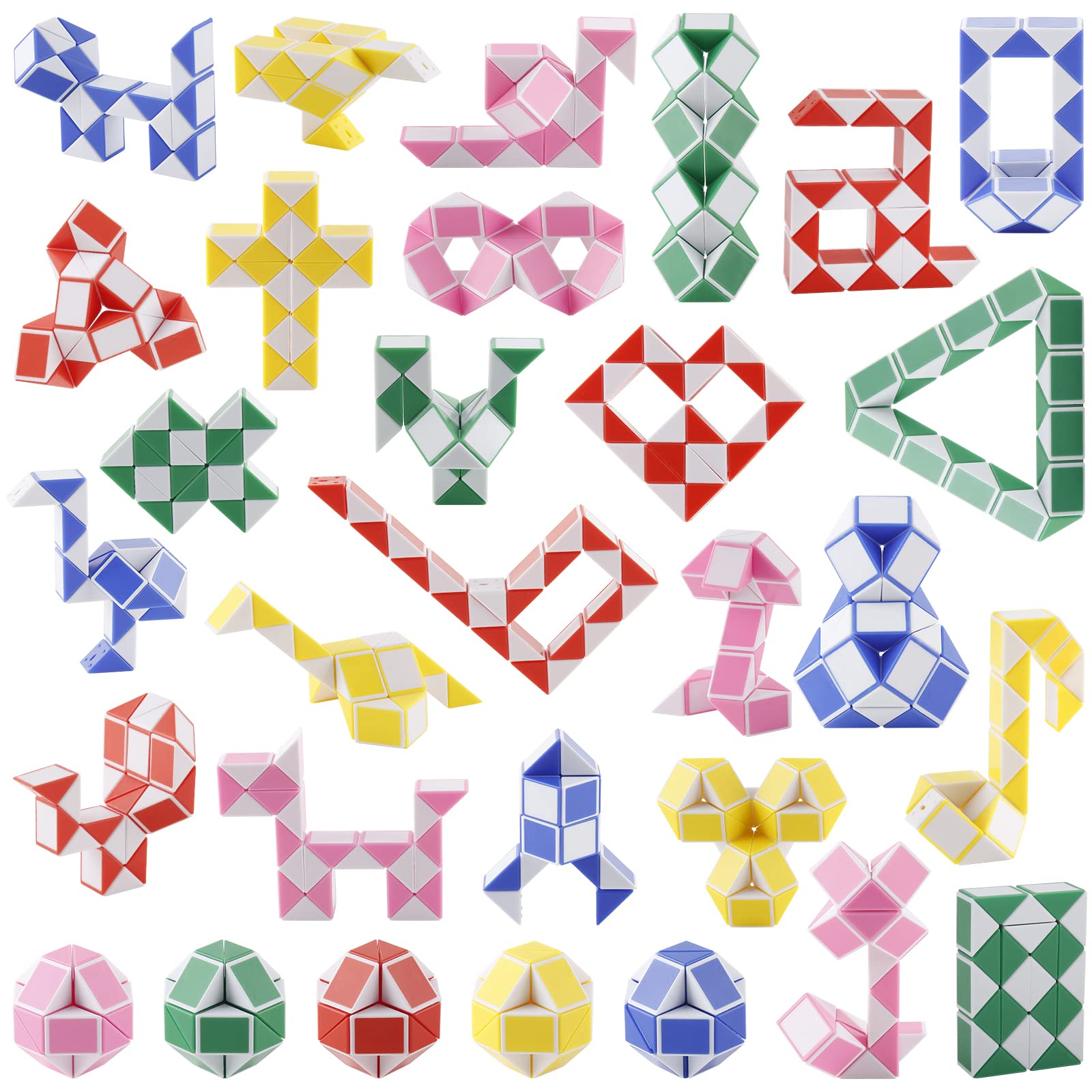 Ganowo 30 pack random colors snake cube twist puzzle for playful hands and focus