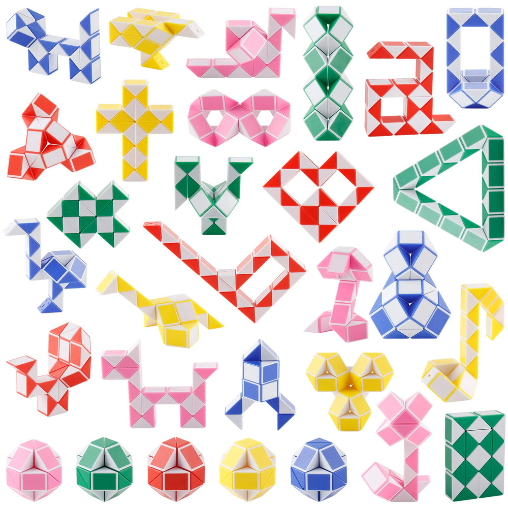 Ganowo 30 pack random colors snake cube twist puzzle for playful hands and focus