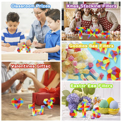 Ganowo colorful snake cube pieces spread for play and exploration.