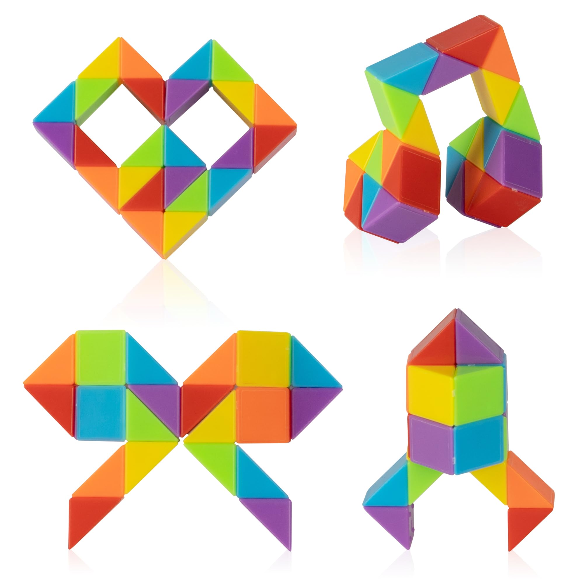 Ganowo Medium Snake Cube rainbow pack four colors for engaging fidget play.