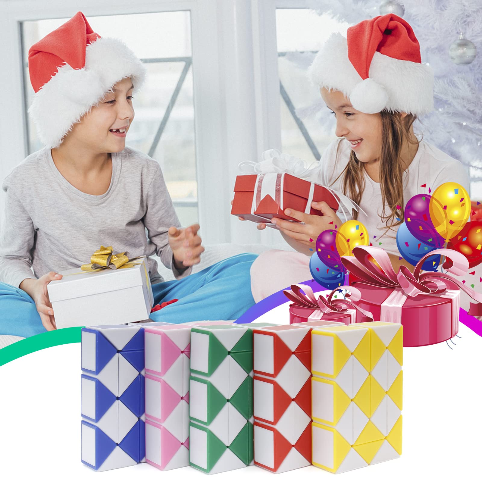 Ganowo random colors snake cube twist pack with varied colors for travel and play