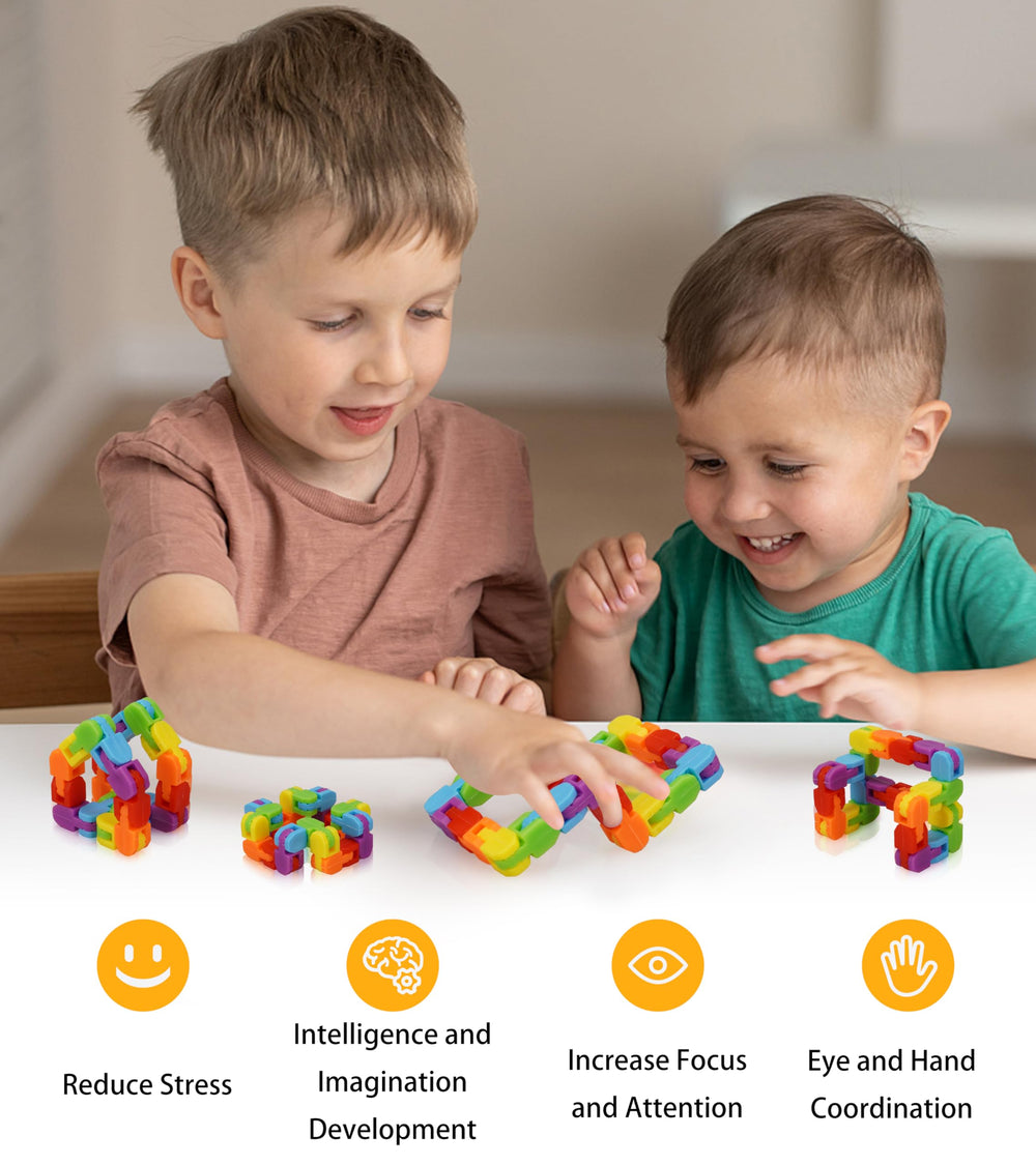 Ganowo wacky track rainbow toy closeup assembly shows smooth links and clicks