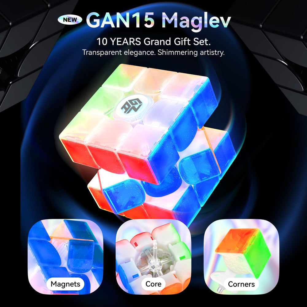 GANSPUZZLE GAN 15 Maglev cube magnet setup highlighting fast layer alignment
