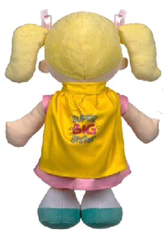 Ganz Baby Big Sister Plush Doll cape highlights removable feature for easy dressing and play.
