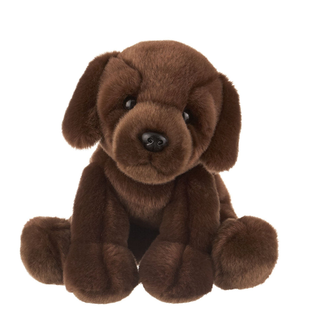 Ganz Heritage Chocolate Labrador plush front view, soft fur ideal for cuddling.