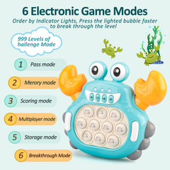 GAPER GO Fast Push Crab bubble-action close-up for tactile sensory play and stress relief