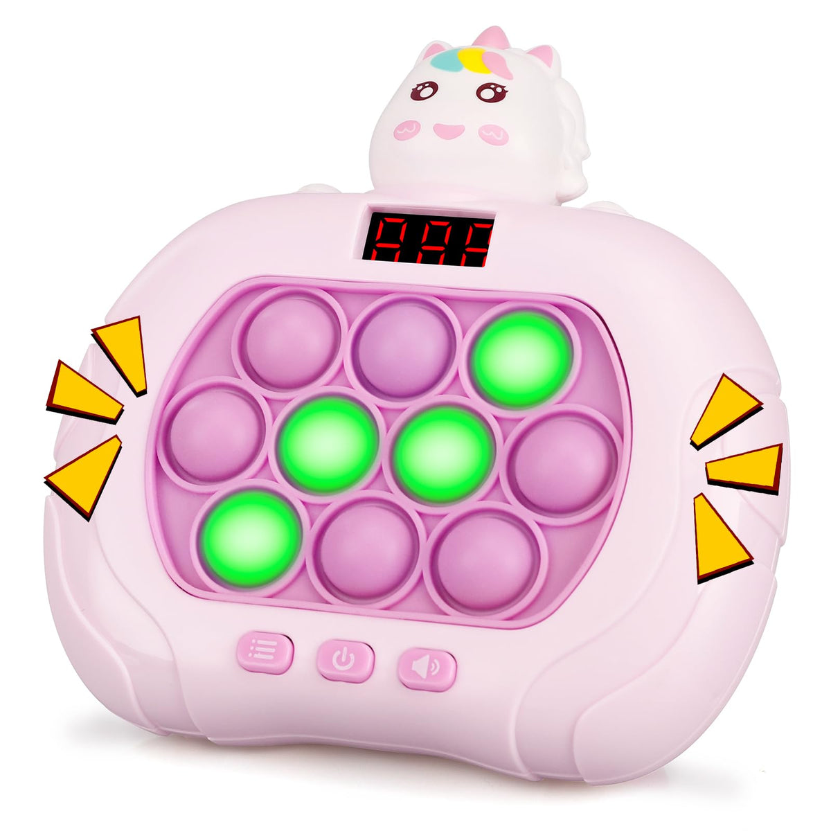 GAPER GO fast push light up fidget toy; front view with bright LEDs for focus.