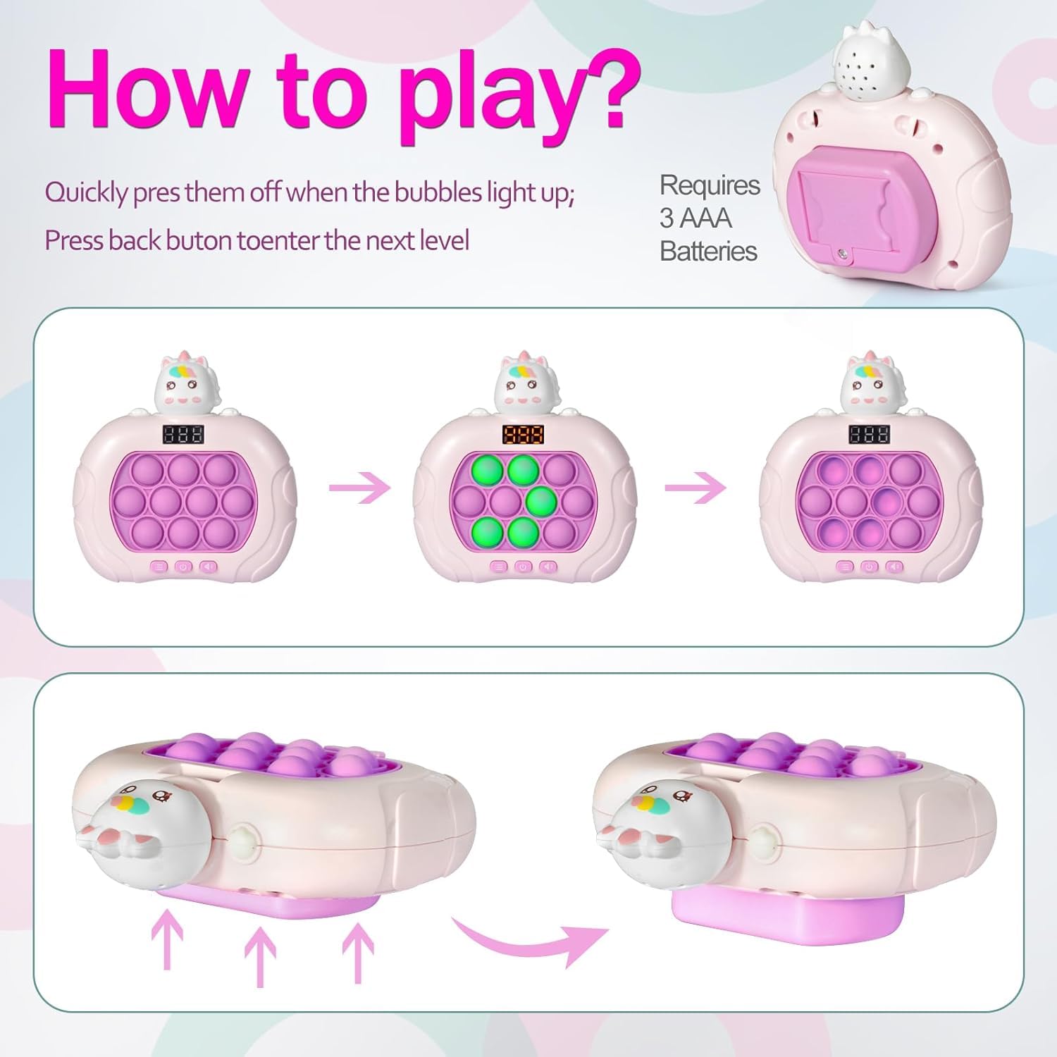 GAPER GO fast push light up fidget toy; LED screen illuminated progress helps track sessions.