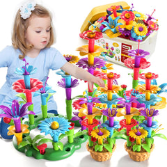 Garbo Star 81-piece flower garden parts for imaginative play and room-friendly decor.