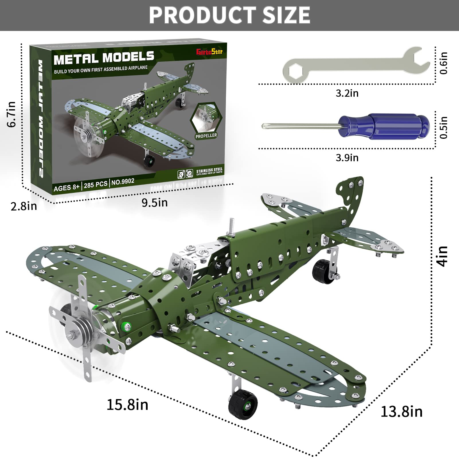 Garbo Star army-green airplane model ready for realistic assembly and display.