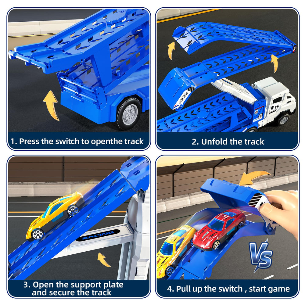 Garbo Star bright colors help kids recognize cars and tracks.