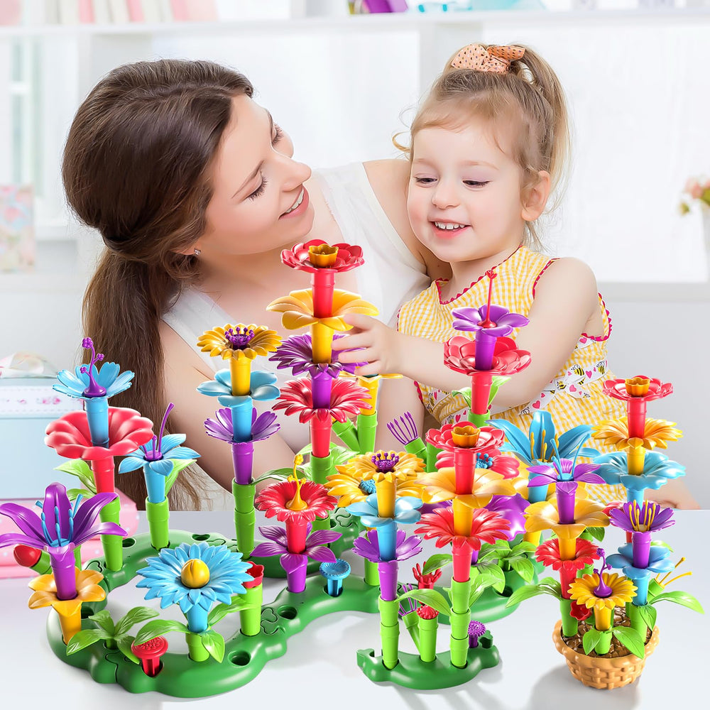 Garbo Star building flowers, stems, and leaves for creative garden structures.