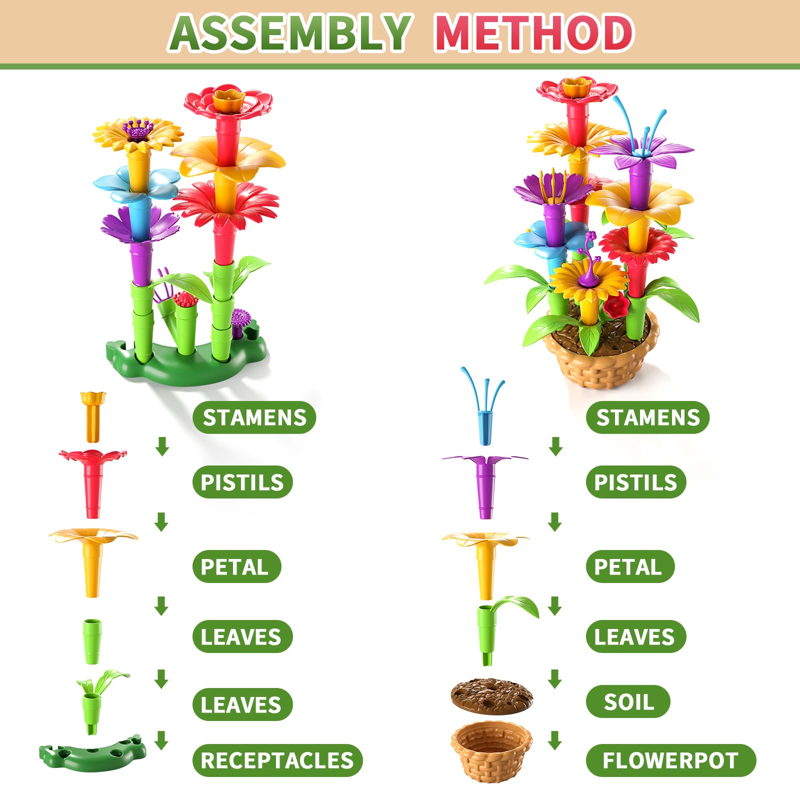 Garbo Star child playing with stem toy supports fine motor skills.