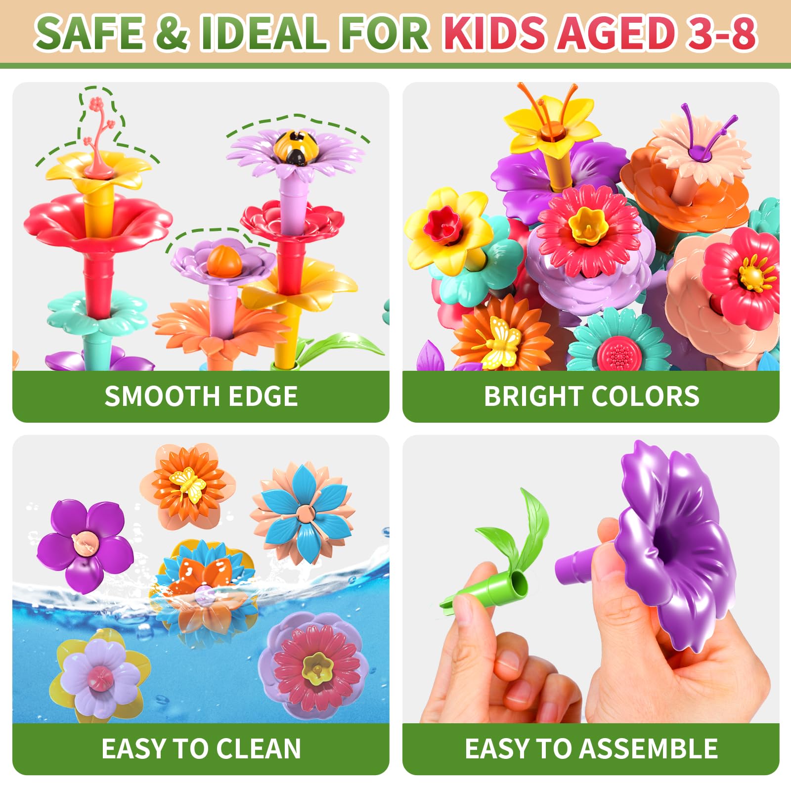 Garbo Star flowers and stems assembly fosters fine motor skills as kids build.
