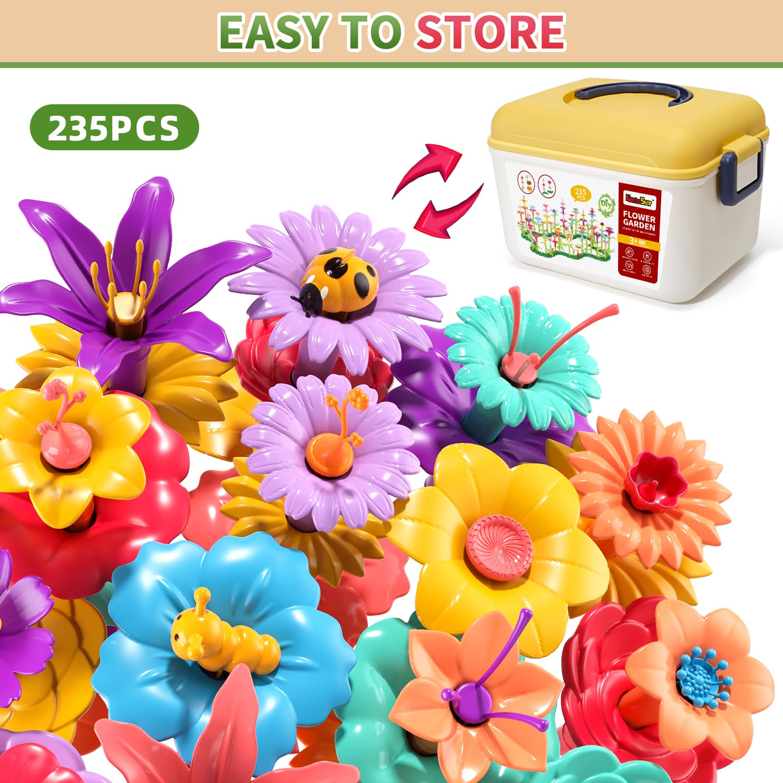 Garbo Star set used as room decor with bright, colorful flower designs.